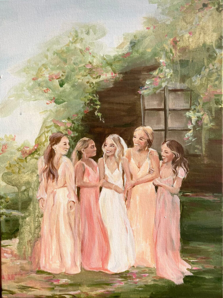 bridesmaids live wedding painting