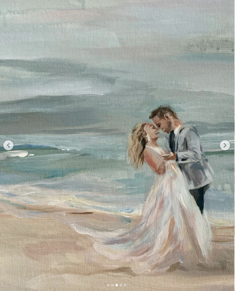 beach live wedding painter