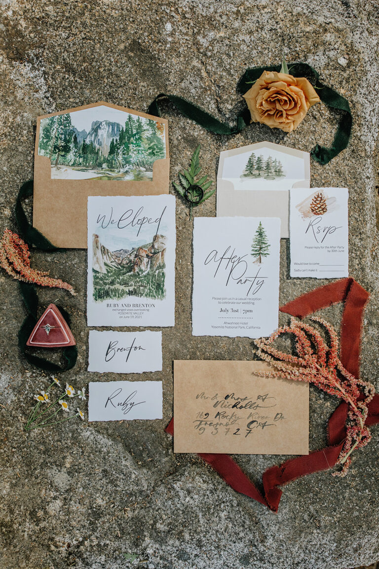 Yosemite watercolour invitations