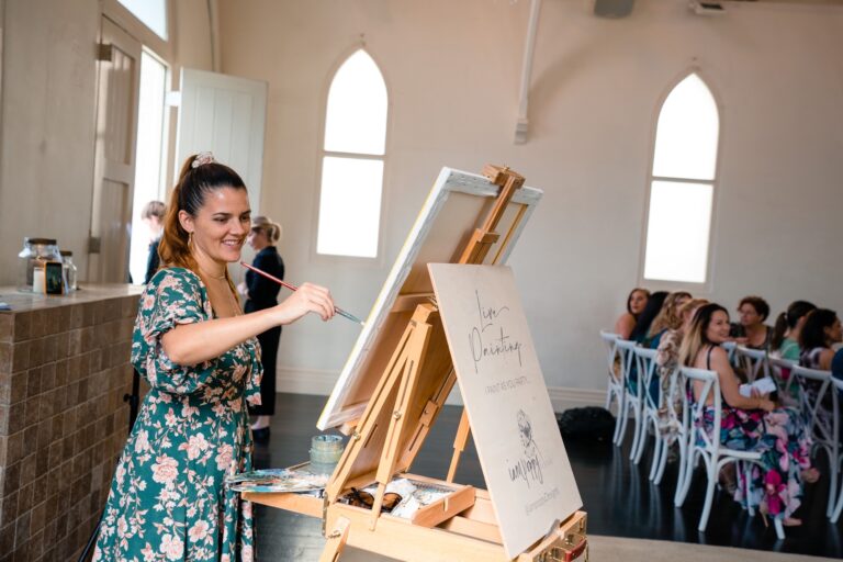 Live wedding painting in Brisbane with iampoppy Designs