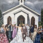 The valley Estate live wedding painting - chapel exit - Ibaia