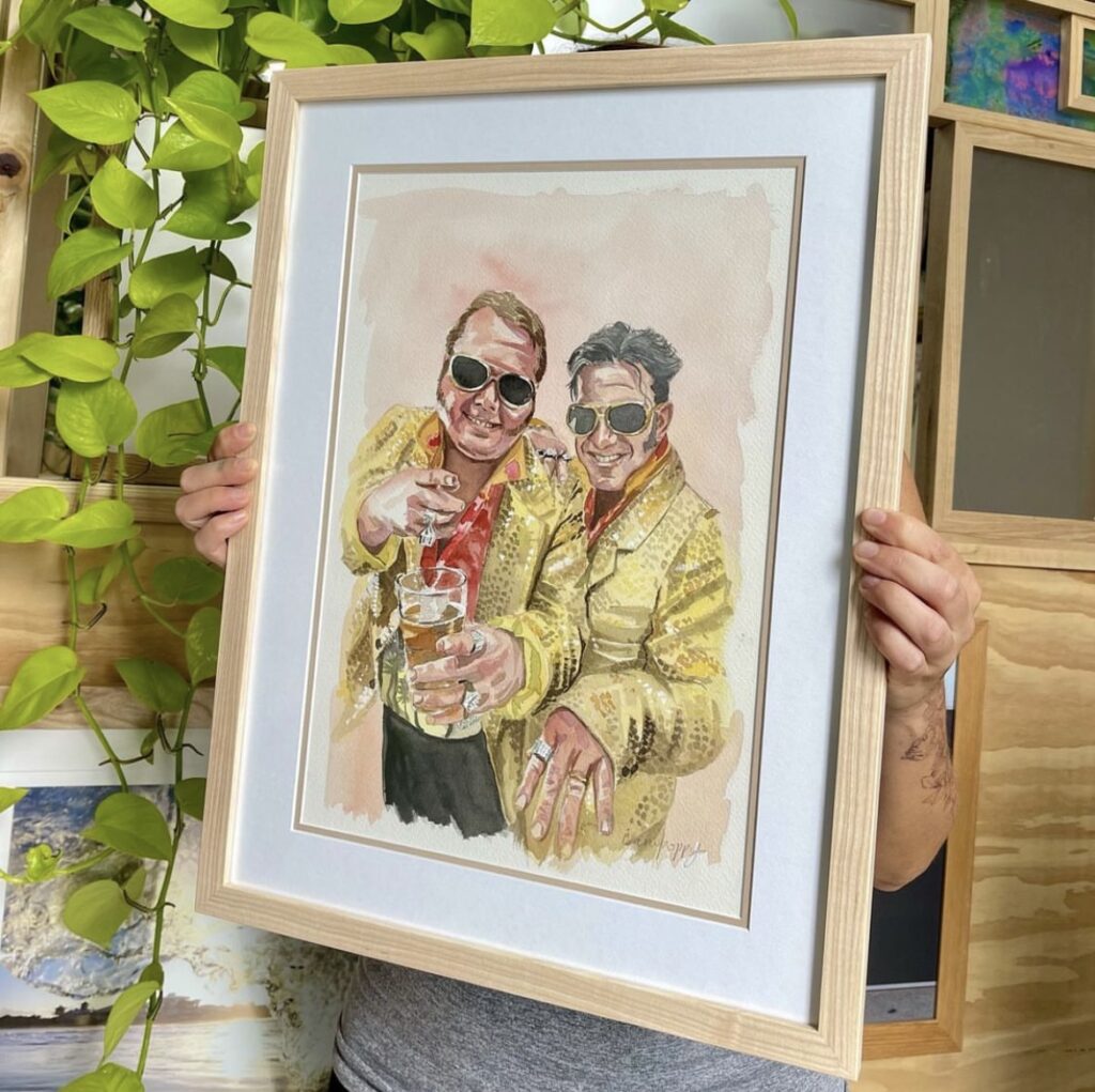 Watercolour portrait with frame